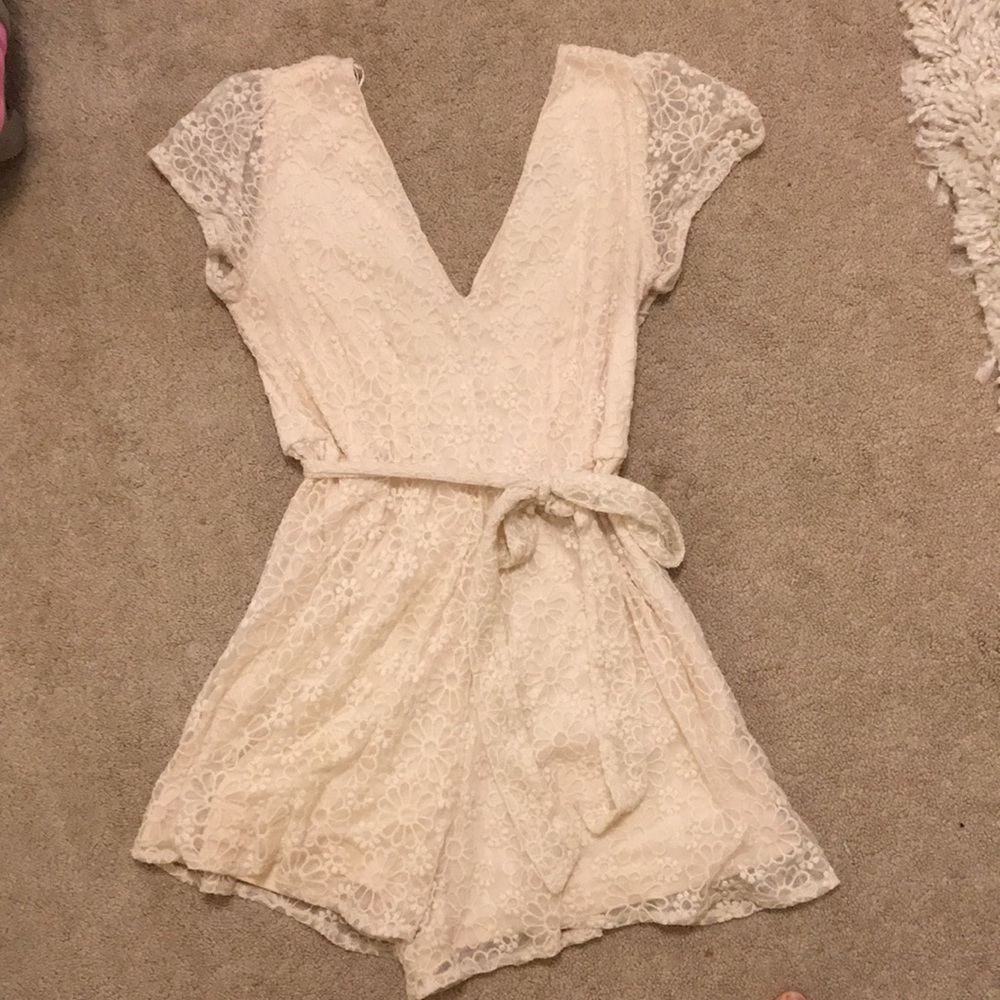 White lace romper.